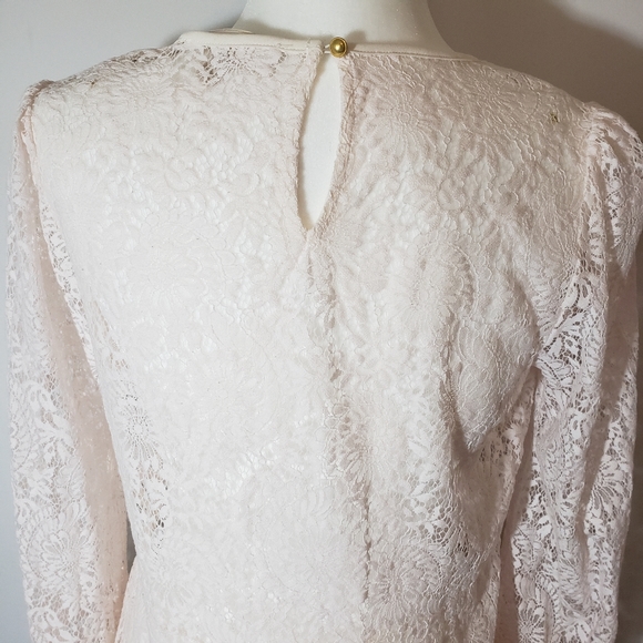 Michael Michael Kors Sheer Lace Blush Cream Top - Picture 4 of 7